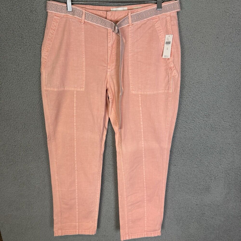 Anthropologie Pants Women 32 Pink Pilcro The Wanderer Relaxed Ankle Belted NWT